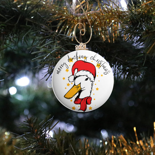 Merry Ducking Christmas Ornament