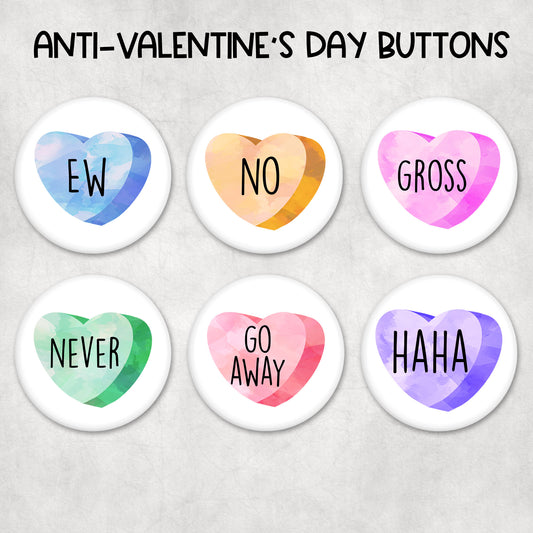 Mean Conversation Hearts (Set of 6)