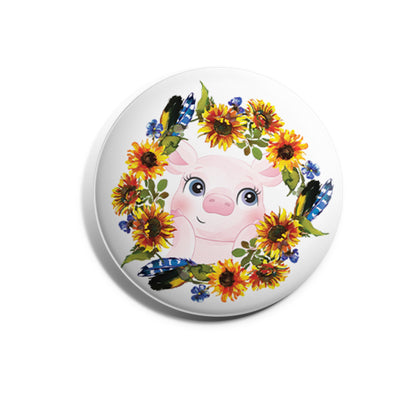 Pig in a Sunflower Wreath