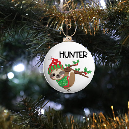 Personalized Hanging Sloth Ornament