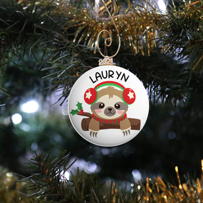 Personalized Headphones Sloth Ornament